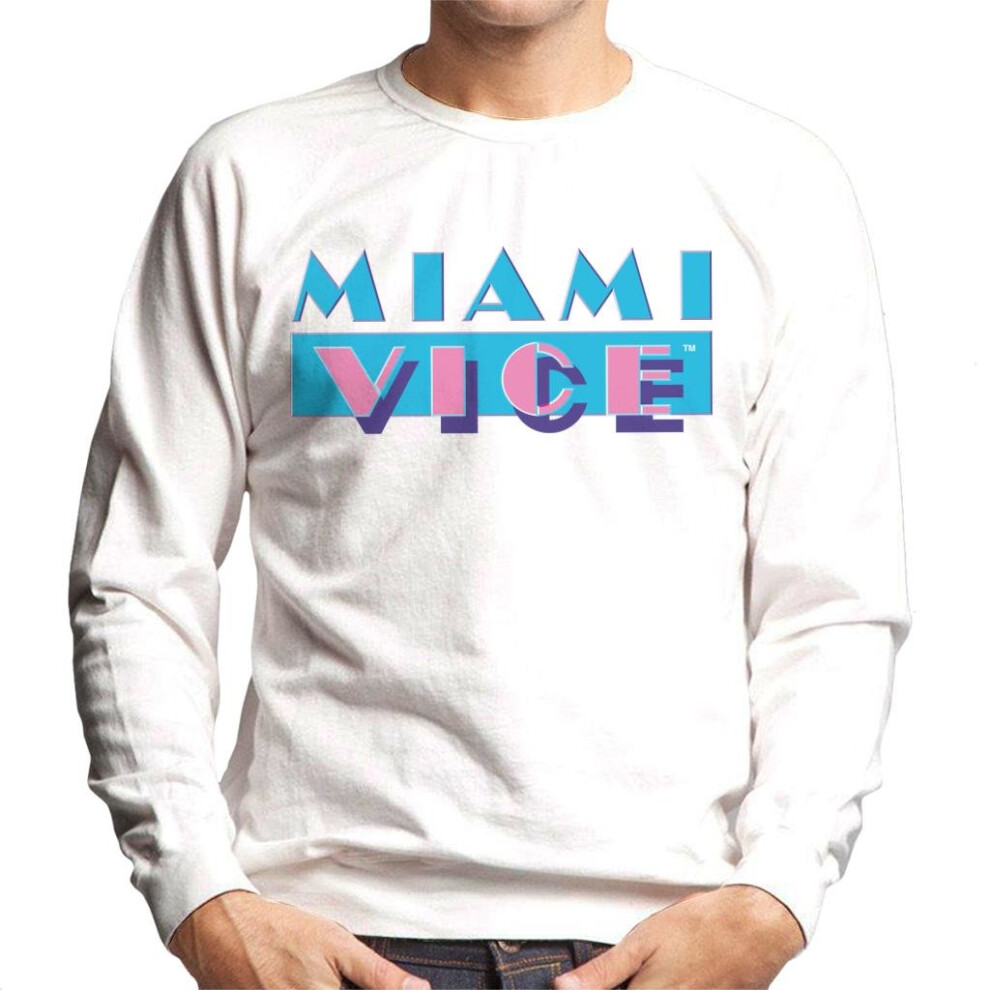 (Large, White) Miami Vice Classic Logo Men's Sweatshirt