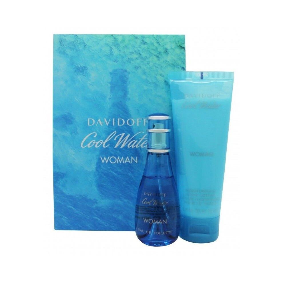 Davidoff Cool Water For Woman - 30ml EDT Gift Set With 75ml Body Lotion.