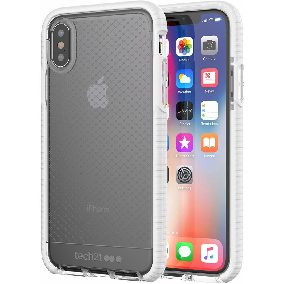 Tech21 Evo Check Protective Phone Case Cover for Apple iPhone X / iPhone XS Clear/White T21-5856