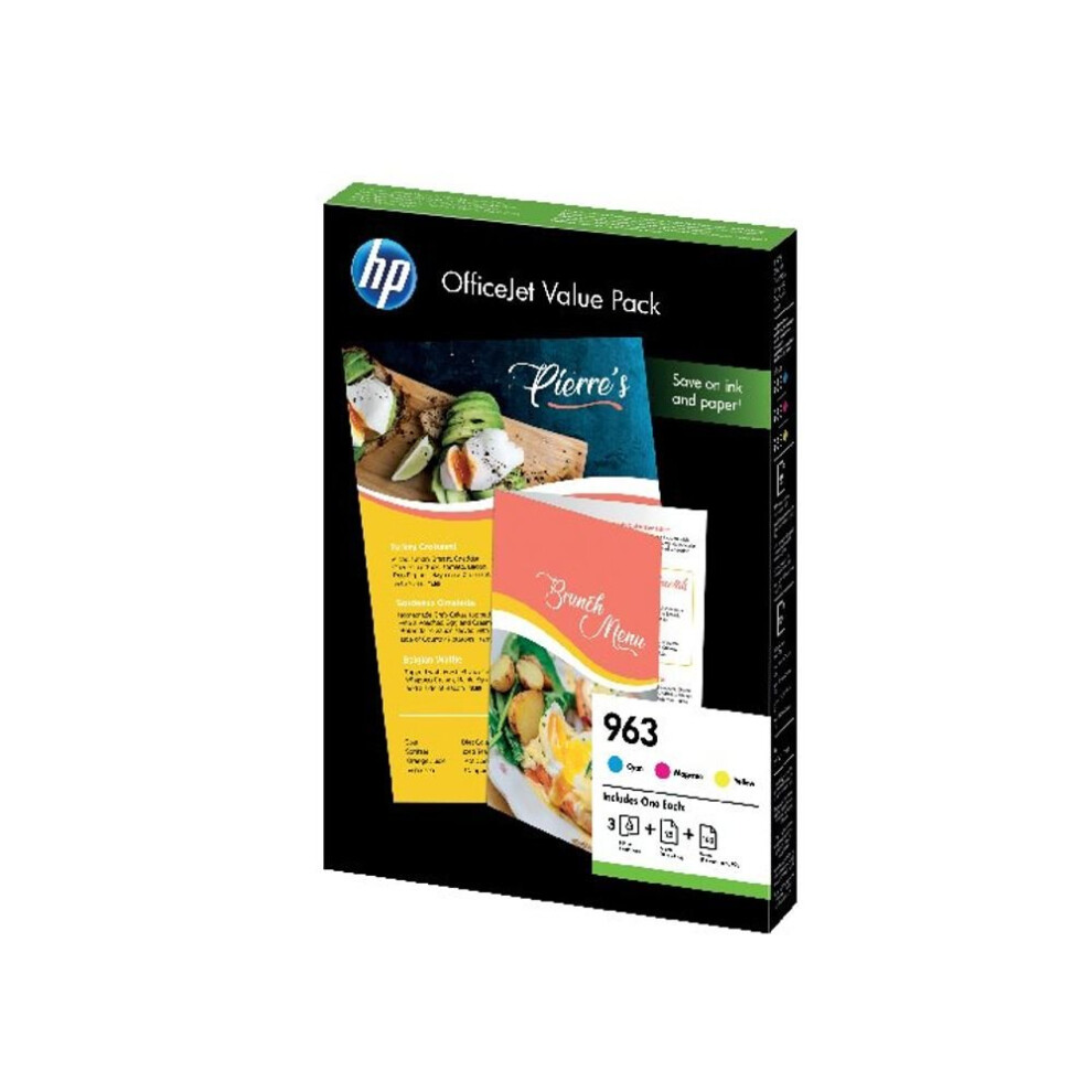 Hp 963 Ink Cartridge And Paper A4 Office Value Pack Pac Hp6jr42ae Cyan/Magenta/Yellow