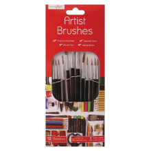 Work of Art Natural Bristle Artist Brushes Flat Tip Black Pack of 12 TAL067 TAL06718