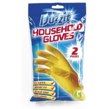 Duzzit Rubber Non-Slip Cleaning Gloves (2 Pairs) DZT1020A - Comfortable, Flock-Lined, Strong & Flexible