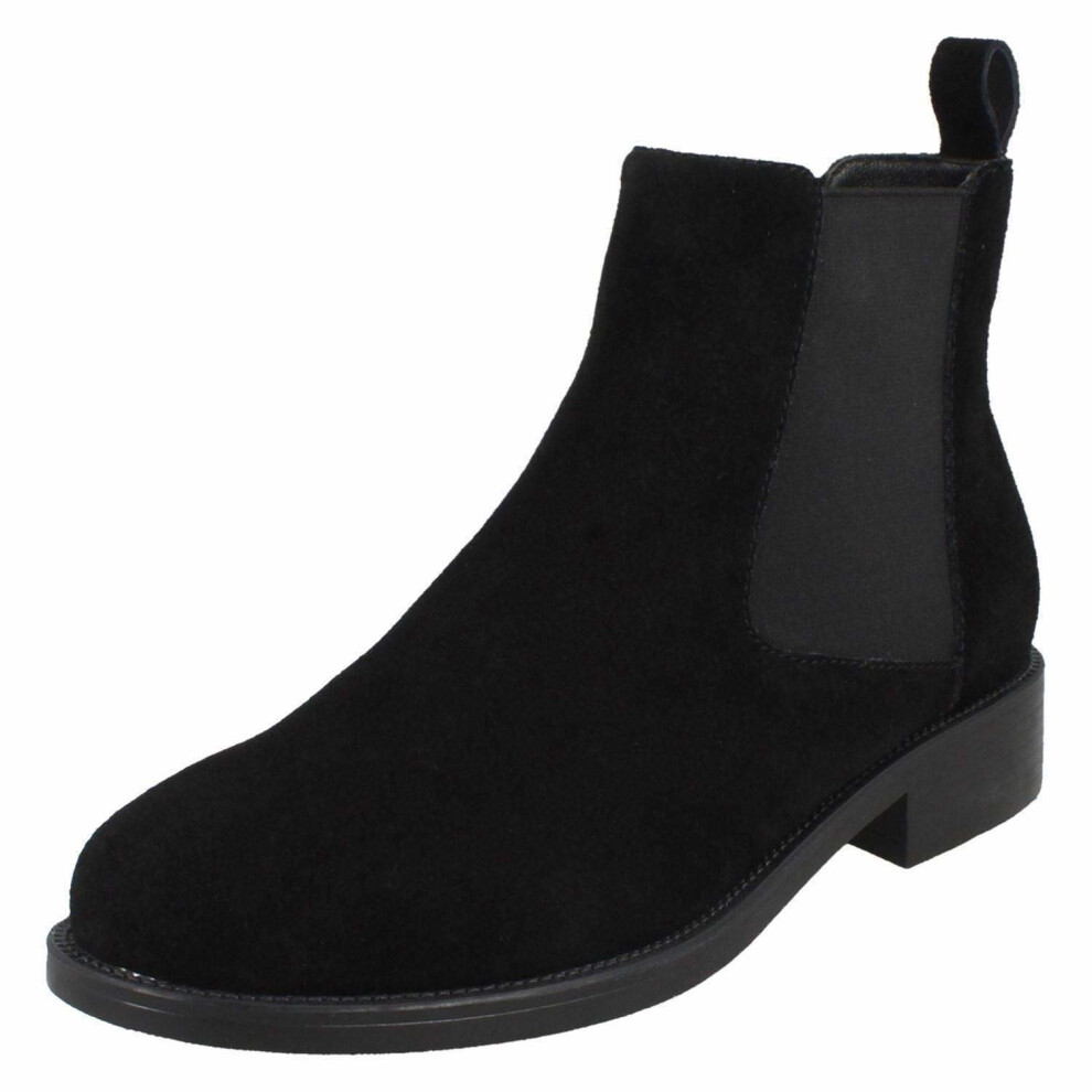 (6 UK, Black) Leather Collection Womens/Ladies Suede Leather Ankle Boots