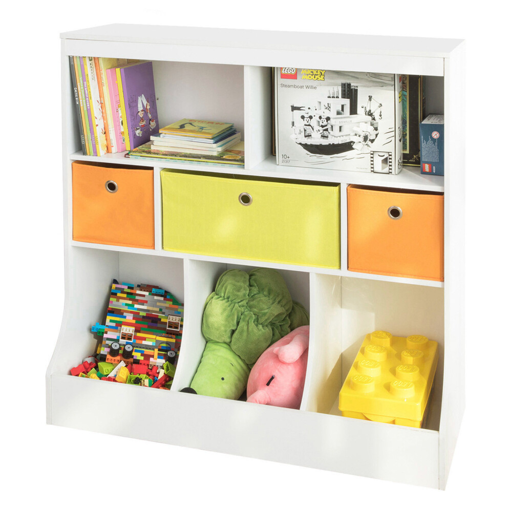 SoBuy® KMB26-W, Children Bookcase Toy Storage Unit with Fabric Drawers