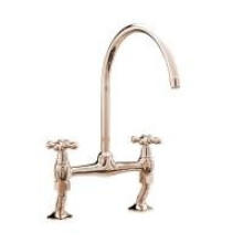 Kitchen Sink bridge tap in gold with cross head handles