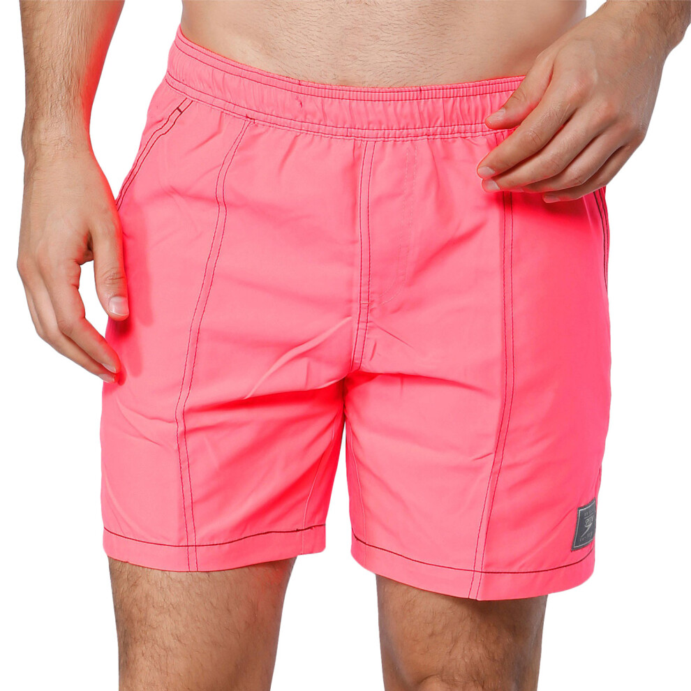 Speedo (S, ) Mens Checked Leisure Swimming Swim Beach Pool Water Shorts Red