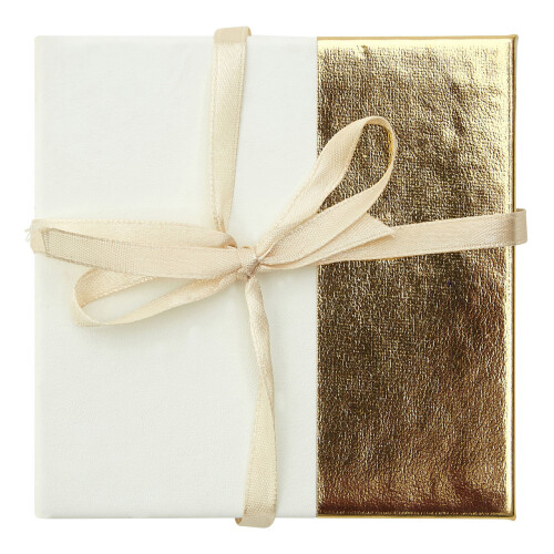 Premier Housewares Set 4 Square White Gold Geome Dipped Leather Effect Coasters Tableware Mats 2