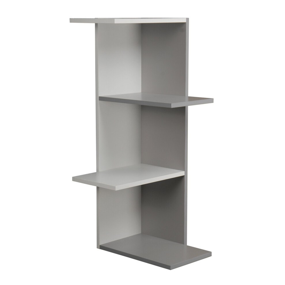 (White and Grey, 3) 3 or 5 Tier Wooden Modern Display Corner Bookcase