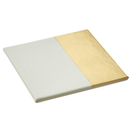 Premier Housewares Set 4 Square White Gold Geome Dipped Leather Effect Coasters Tableware Mats 1