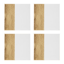 Set 4 Square White Gold Geome Dipped Leather Effect Coasters Tableware Mats
