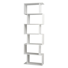 (White, 6 Tier) Wooden S-Shaped Display Bookcase Storage Divider