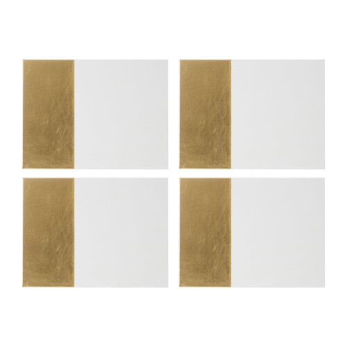 Premier Housewares Set 4 Rect Geome Dipped Leather Effect Placemats White/Gold 28X21Cm