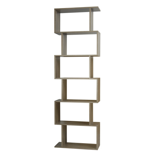 URBN Living (Oak, 6 Tier) Wooden S-Shaped Display Bookcase Storage Divider