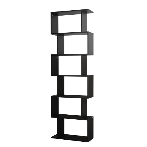 URBN Living (Black, 6 Tier) Wooden S-Shaped Display Bookcase Storage Divider