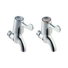 Kitchen Utility room lever bib tap pair chrome handles