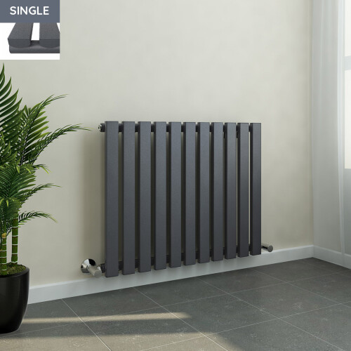 PlumbGalaxy Lulea 600 x 760mm Anthracite Single Rectangular Panel Horizontal Radiator