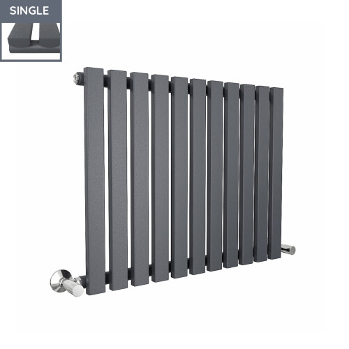 PlumbGalaxy Lulea 600 x 760mm Anthracite Single Rectangular Panel Horizontal Radiator 2