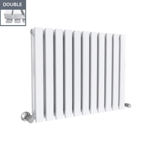 PlumbGalaxy Lulea 600 x 760mm White Double Rectangular Panel Horizontal Radiator 2