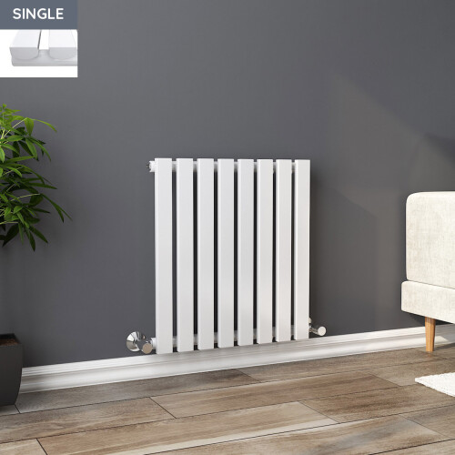 PlumbGalaxy White 8pc Lulea Single Panel Radiator - 60 x 55cm | Horizontal Radiator 1