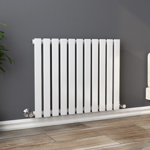 PlumbGalaxy Lulea 600 x 760mm White Single Rectangular Panel Horizontal Radiator 1