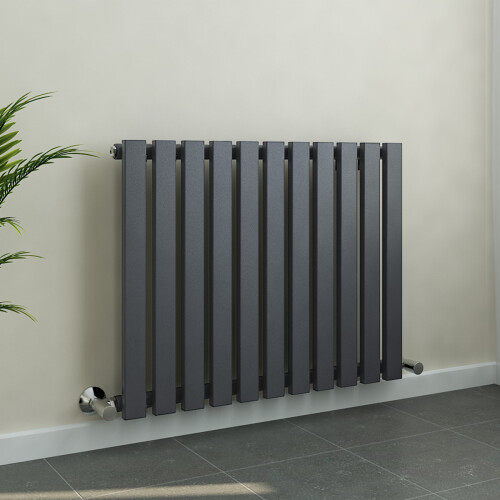 PlumbGalaxy Lulea 600 x 760mm Anthracite Single Rectangular Panel Horizontal Radiator 1