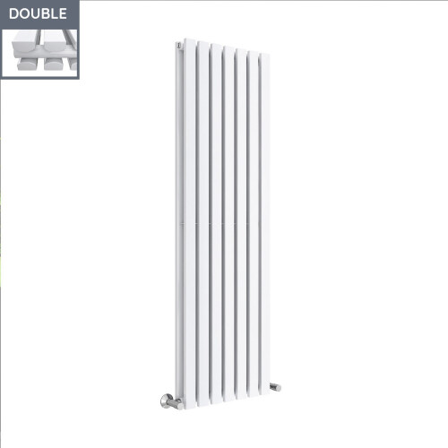 PlumbGalaxy Lulea 1600 x 480mm White Double Rectangular Panel Vertical Radiator 2