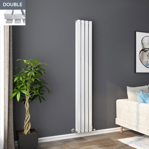 PlumbGalaxy Lulea 1800 x 270mm White Double Rectangular Panel Vertical Radiator