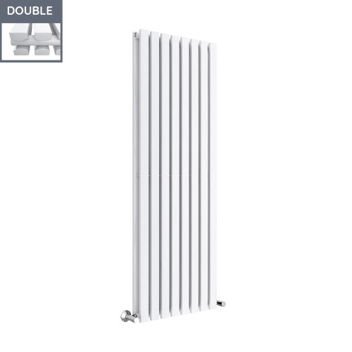 PlumbGalaxy Lulea 1600 x 550mm White Double Rectangular Panel Vertical Radiator 2