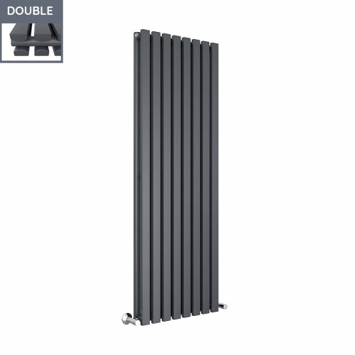 PlumbGalaxy Lulea 1600 x 550mm Anthracite Double Rectangular Panel Vertical Radiator 2