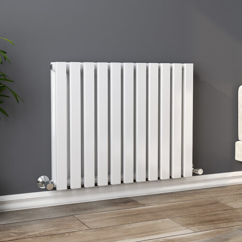 PlumbGalaxy Lulea 600 x 760mm White Double Rectangular Panel Horizontal Radiator 1