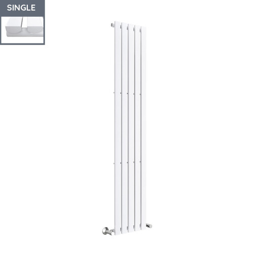 PlumbGalaxy Lulea 1800 x 340mm White Single Rectangular Panel Vertical Radiator 2