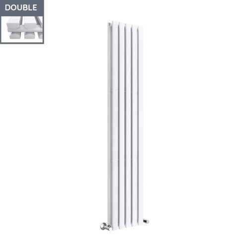 PlumbGalaxy Lulea 1800 x 340mm White Double Rectangular Panel Vertical Radiator 2