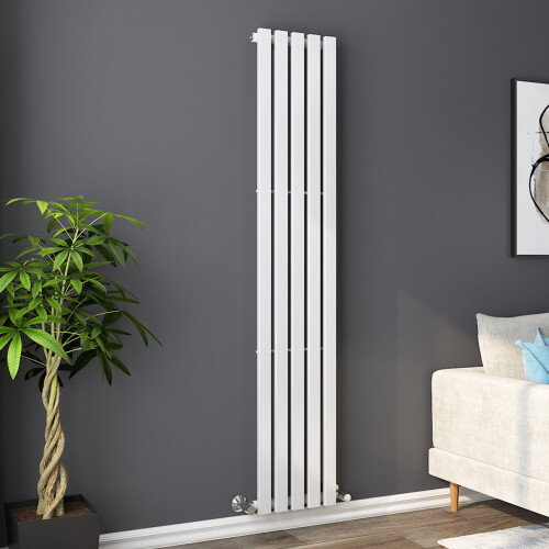 PlumbGalaxy Lulea 1800 x 340mm White Single Rectangular Panel Vertical Radiator