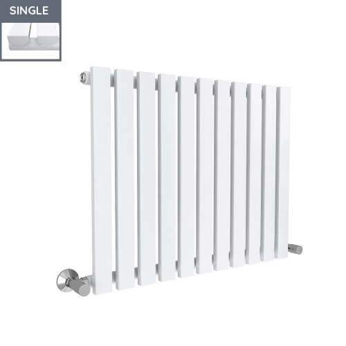 PlumbGalaxy Lulea 600 x 760mm White Single Rectangular Panel Horizontal Radiator 2