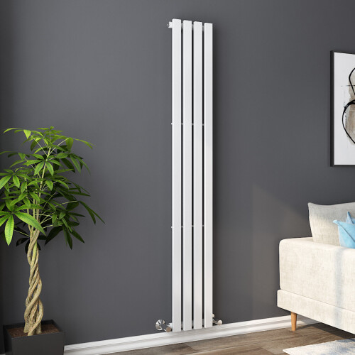 PlumbGalaxy Lulea 1800 x 270mm White Single Rectangular Panel Vertical Radiator 1