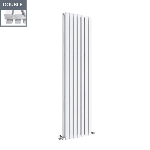 PlumbGalaxy Lulea 1800 x 480mm White Double Rectangular Panel Vertical Radiator 2