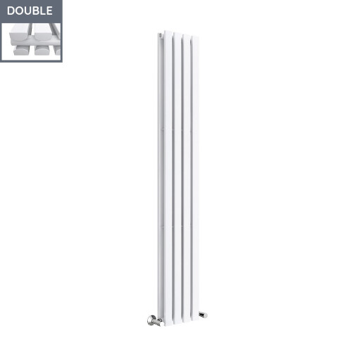 PlumbGalaxy Lulea 1800 x 270mm White Double Rectangular Panel Vertical Radiator 2
