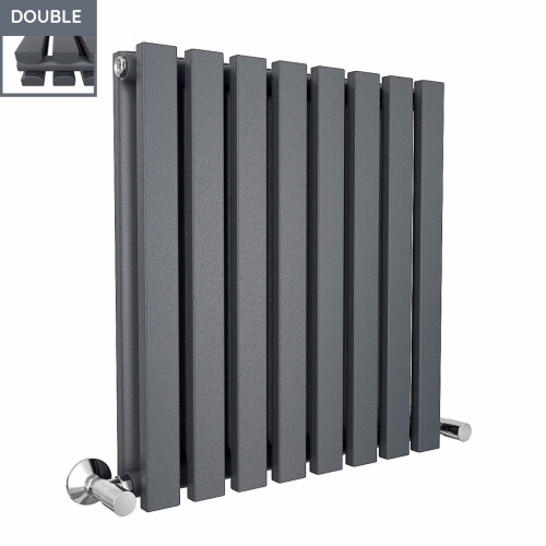 PlumbGalaxy Lulea 600 x 550mm Anthracite Double Rectangular Panel Horizontal Radiator 2