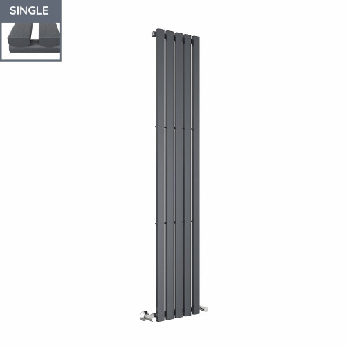 PlumbGalaxy Lulea 1800 x 340mm Anthrcite Single Rectangular Panel Vertical Radiator 2