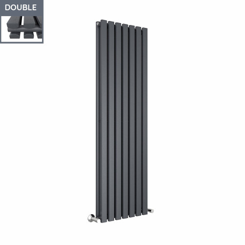 PlumbGalaxy Lulea 1600 x 480mm Anthracite Double Rectangular Panel Vertical Radiator 2