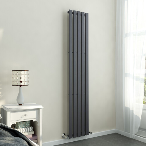 PlumbGalaxy Lulea 1800 x 340mm Anthrcite Single Rectangular Panel Vertical Radiator 1
