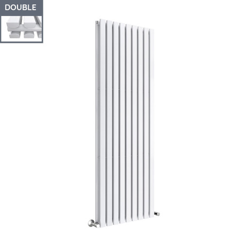 PlumbGalaxy Lulea 1800 x 620mm White Double Rectangular Panel Vertical Radiator 2