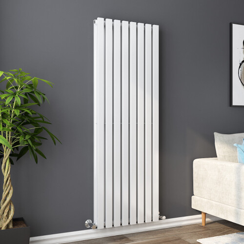 PlumbGalaxy Lulea 1600 x 550mm White Double Rectangular Panel Vertical Radiator 1