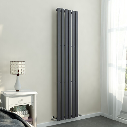 PlumbGalaxy Lulea 1800 x 410mm Anthracite Single Rectangular Panel Vertical Radiator 1