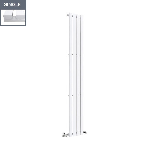 PlumbGalaxy Lulea 1800 x 270mm White Single Rectangular Panel Vertical Radiator 2