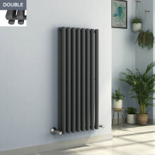 Voss 1200 x 545mm Anthracite Double Oval Tube Vertical Bathroom Toilet Home Radiator