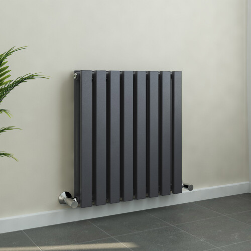 PlumbGalaxy Lulea 600 x 550mm Anthracite Double Rectangular Panel Horizontal Radiator