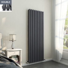 Lulea 1800 x 620mm Anthracite Double Rectangular Panel Vertical Radiator
