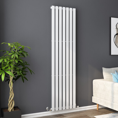 PlumbGalaxy Lulea 1800 x 480mm White Single Rectangular Panel Vertical Radiator