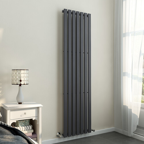 PlumbGalaxy Lulea 1800 x 480mm Anthracite Single Rectangular Panel Vertical Radiator 1
